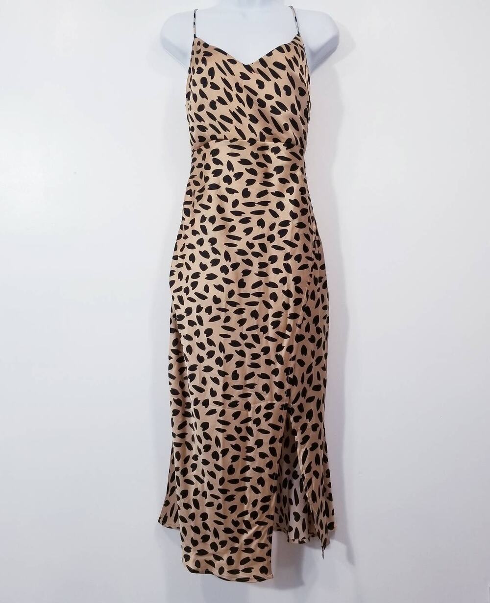 Hello Molly Animal Print Sexy Sateen Midi Dress